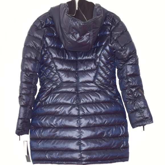 NEW French Connection Puffer Coat Jacket with Hood in Navy Blue - XS - Picture 3 of 14